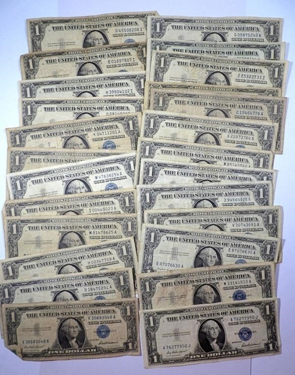 (25) $1 SILVER CERTIFICATES - MIXED LOT