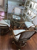 Rattan Glass table and 4 chairs