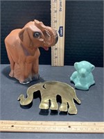 2 Ceramic Elephants, Belt Buckle