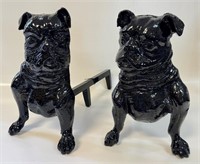 AWESOME PAIR OF RESTORED CAST BULL DOG ANDIRONS