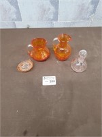 Vintage orange and pink glass pieces