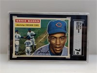 1956 Topps Ernie Banks White Back #15 SGC 7