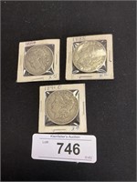 3 Late 1800s Morgan Silver Dollars, O Dollar.