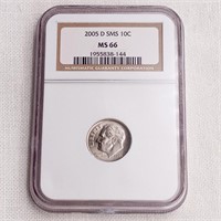 2005 D SMS 10 Cent NGC MS66