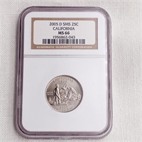 2005 D SMS 25 Cent California NGC MS66