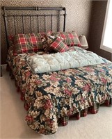Queen size bed with metal headboard