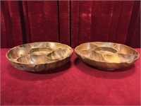 2 Wood Nut Bowls 11.5" & 12"dia's