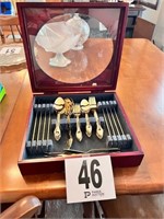 Gold Tone Flatware With Box