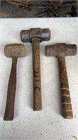 2 sledge hammers and a rubber mallet