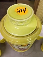 YELLOW FLOWER MCCOY CANISTER WITH 5 MIKASA CUPS