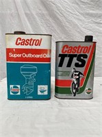 Castrol super outboard & Castrol TTS oil tins