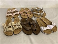 6 Pairs Of Women’s Cushionaire Sandals Size 9.5