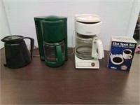 Coffee pots and warmer with coffee cups
