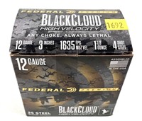 Box of 12 Ga. 3" No. 4 steel Federal Black Cloud