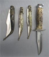 (4) Knives. Fixed blade knife is Rostfed with