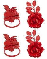 Vibhsa Rose Napkin Rings, Set of 4