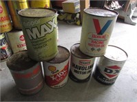 6 old advertising oil cans