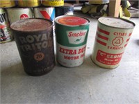 3 advertising metal oil cans incl:sinclair