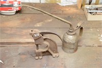 ANTIQUE CAST IRON CAPPER, OIL CAN