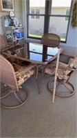 Wicker Patio Set Table & 4 Chairs w/ Cushions