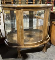 (FW) Vintage Wood and Glass Curio Cabinet 34 1/2”