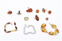 Sterling Baltic Amber Rings & Bracelets 12 Pcs