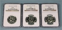 (3) 1964 Proof Accented Hair Kennedy Half Dollars