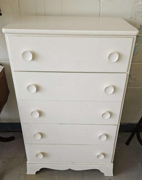 5 drawer white chest