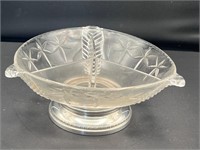 STERLING silver BASE Divided glass bowl