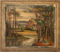 Fabian Zaccone River Landscape Oil on Canvas