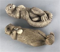 2 Cast Otter Figures