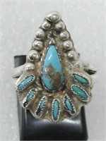 Sterling Silver Turquoise Petit Point SW Ring