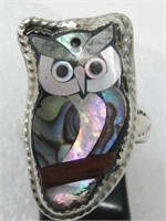 Sterling Silver Multi Stone SW Owl Ring