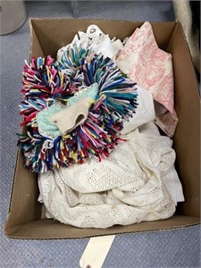 Box of Linens Hand Duster Embroidery & More