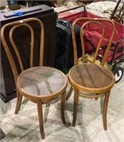 One pair of vintage bentwood oak ice cream