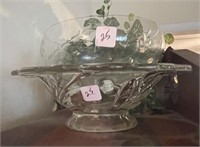 12" CRYSTAL CENTERPIECE BOWL AND 8" ETCHED