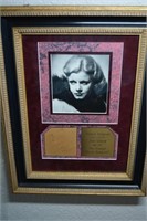 Jean Harlowe Framed Autograph