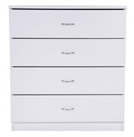 E6263  White Bedside Dresser with Metal Handles