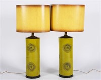 Pair of Green Ceramic Lamps