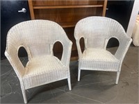 2 Antique White Wicker Chairs