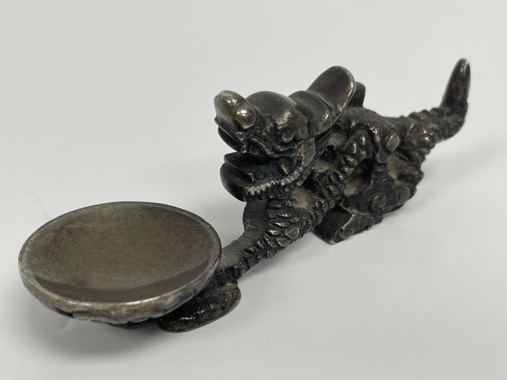 Chinese silver plate Dragon Conical Incense
