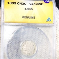 1865 Three Cent Nickel ANACS - GENUINE