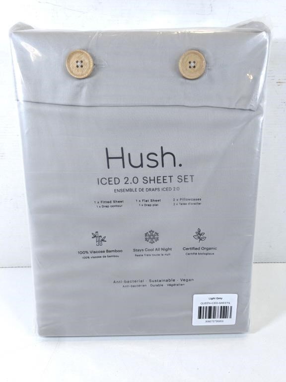 NEW Hush Iced 2.0 Sheet Light Grey Set Queen