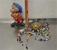 Garden statue, handcrafted bead hanger