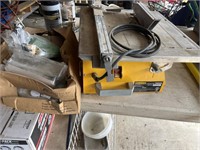 workforce tile cutter & box of tile & spacers