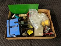 Box with Signs, Battery Charger & Misc. Shop