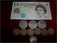 5 Pounds UK  & Hong Kong Coins