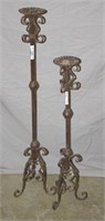 Ornate Candle Holders (Metal) 31.5"h & 39.5"h