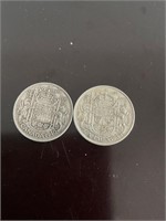 1940 and 1944 Canadian silver half dallors