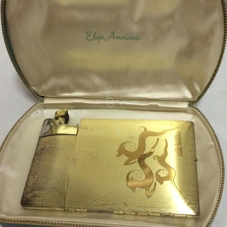 Elegant Elgin American cigarette case w/lighter